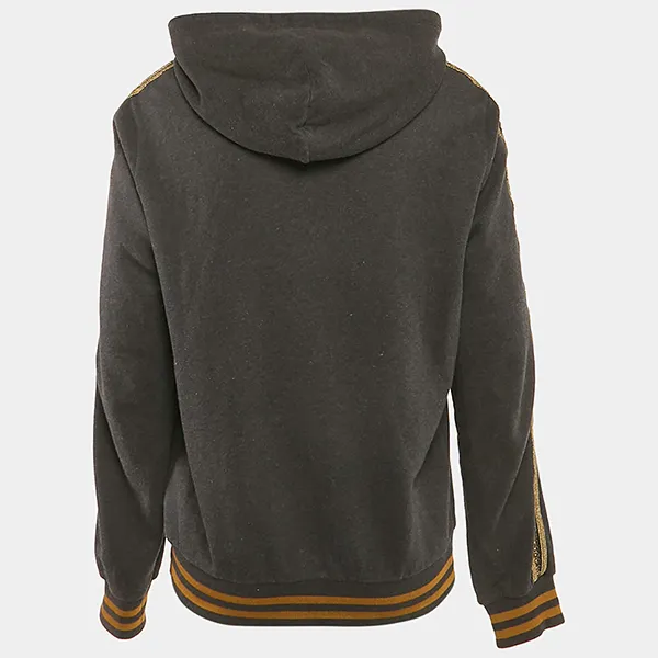 Áo Khoác Nam Dolce & Gabbana D&G Charcoal Grey Cotton Knit Lace Trim Detail Hooded Jacket khoacdolceni2-2 Màu Xám Size 50