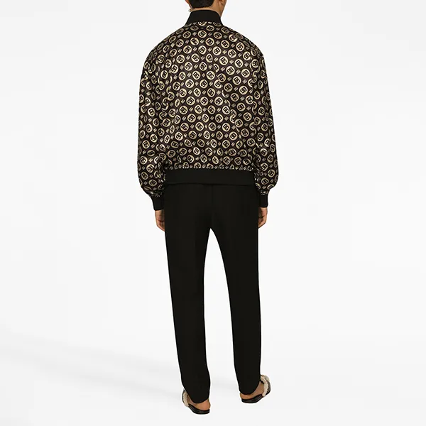 Áo Khoác Nam Dolce & Gabbana D&G Logo Print Bomber Jacket G9AJXT Màu Nâu Đen Size 46