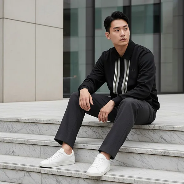 Áo Khoác Nam Fred Perry Đen Sọc Trắng 0102065048A22004 Màu Đen Size S