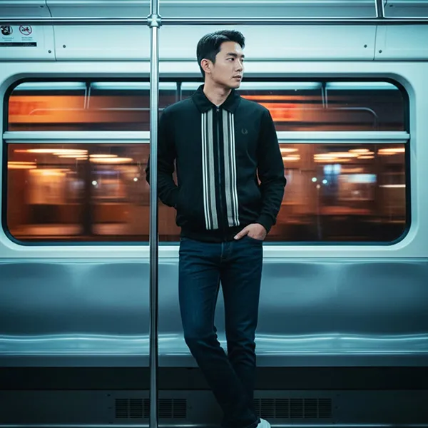 Áo Khoác Nam Fred Perry Đen Sọc Trắng 0102065048A22004 Màu Đen Size S