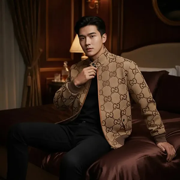 Áo Khoác Nam Gucci Jumbo GG Canvas 17439318 Màu Be Nâu Size 44