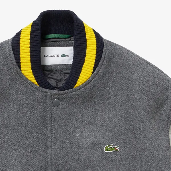 Áo Khoác Nam Lacoste Basic Varsity Jacket BH8213 53N QIV Màu Xám Size 48