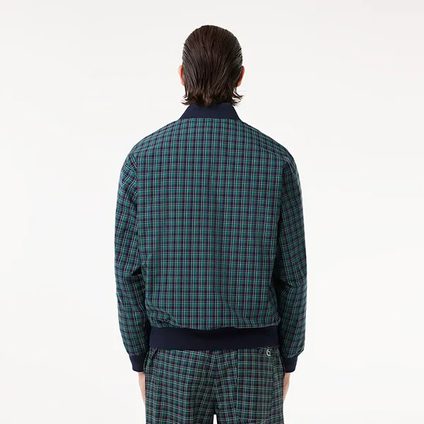 Áo Khoác Nam Lacoste Checked Showerproof Harrington Jacket BH7466 - QRN Màu Xanh Size 46