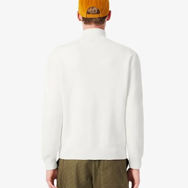 Áo Khoác Nam Lacoste Men's Ribbed Knit Zip-Up Golf Sweater AH4811 - 70V Màu Trắng Size 3