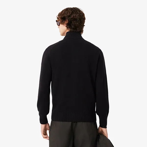 Áo Khoác Nam Lacoste Men's Wool Zip-Up Sweater AH5181-031 Màu Đen Size 3
