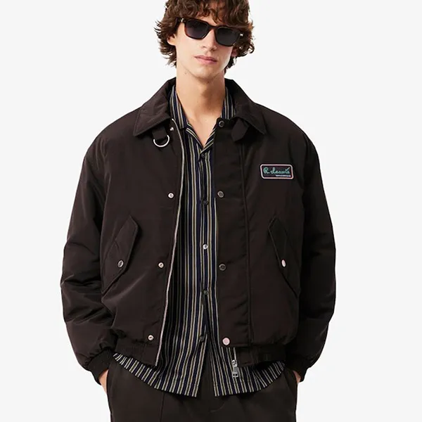 Áo Khoác Nam Lacoste Water-Repellent Aviator Badge Jacket BH5167 - SKB Màu Nâu Size 48