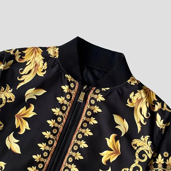 Áo Khoác Nam Versace Shiny Nylon Fabric With Baroque Printed Black/Gold 1012269 1A15943 5B000 Màu Đen - Vàng Size 44