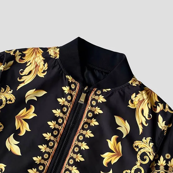 Áo Khoác Nam Versace Shiny Nylon Fabric With Baroque Printed Black/Gold - 1012269 1A15943 5B000 Màu Đen Vàng Size 44