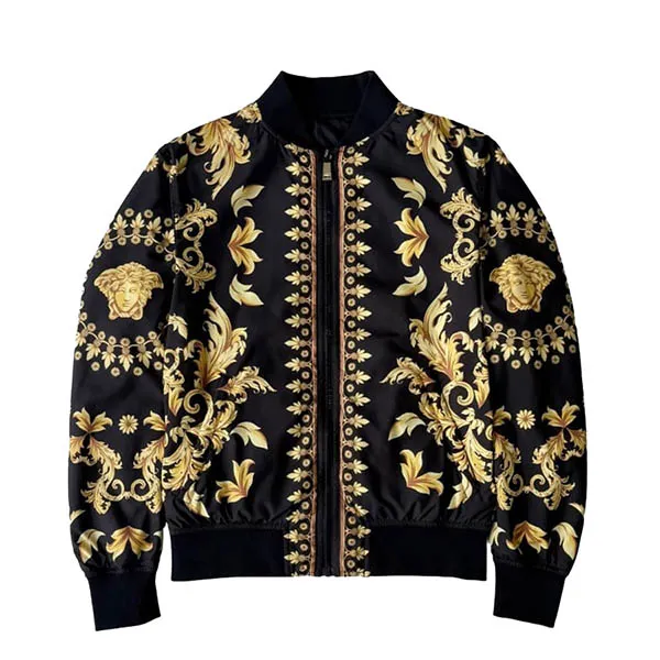Áo Khoác Nam Versace Shiny Nylon Fabric With Baroque Printed Black/Gold - 1012269 1A15943 5B000 Màu Đen Vàng Size 44