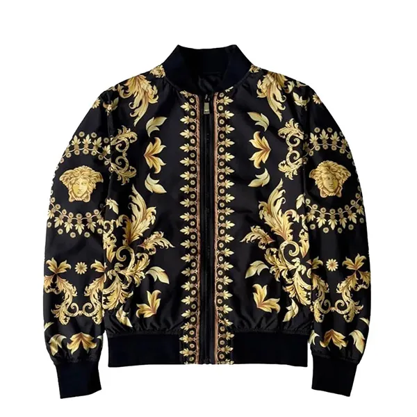 Áo Khoác Nam Versace Shiny Nylon Fabric With Baroque Printed Black/Gold 1012269 1A15943 5B000 Màu Đen - Vàng Size 44