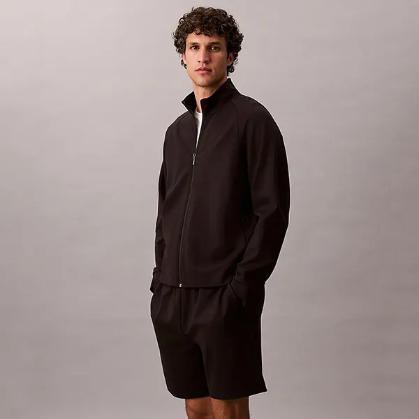 Áo Khoác Nỉ Nam Calvin Klein CK Ponte Tech Relaxed Track Jacket 4LC235G - 001 Màu Đen Size XS