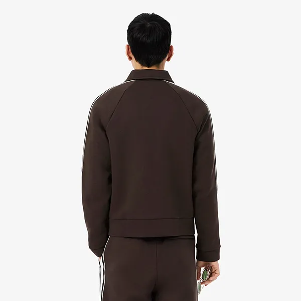 Áo Khoác Nỉ Nam Lacoste Men's Zip Up Sweatshirt Regular SH5927-SKB Màu Nâu Đen Size 3