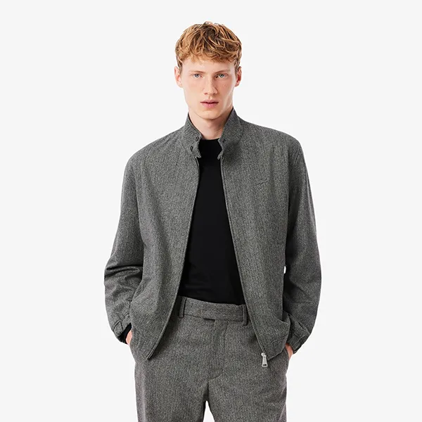 Áo Khoác Nỉ Nam Lacoste Wool Harrington Men Grey Jackets & Coats BH5526-UWC Màu Xám Size 46