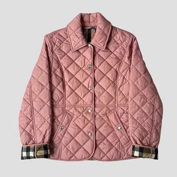 Áo Khoác Nữ Burberry Cowthorne Original Check Quilted Jacket Antique Rose 81114581 Màu Hồng Size XS