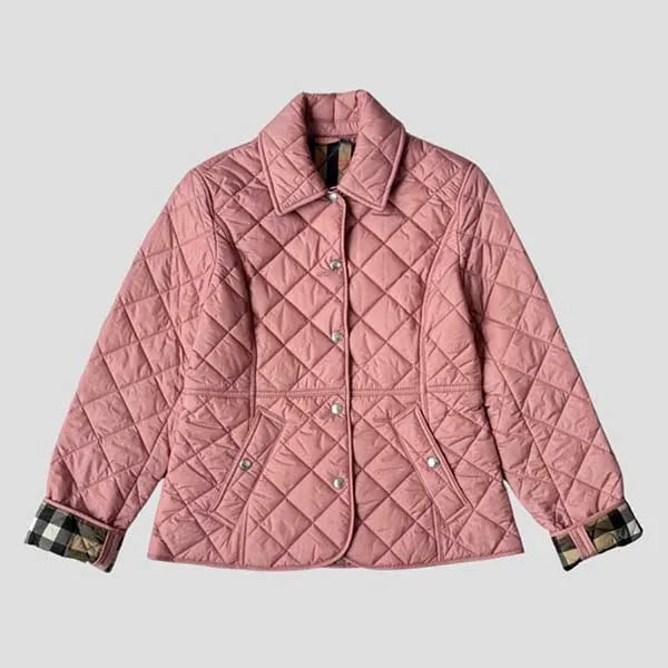 Áo Khoác Nữ Burberry Cowthorne Original Check Quilted Jacket Antique Rose 81114581 Màu Hồng Size XS