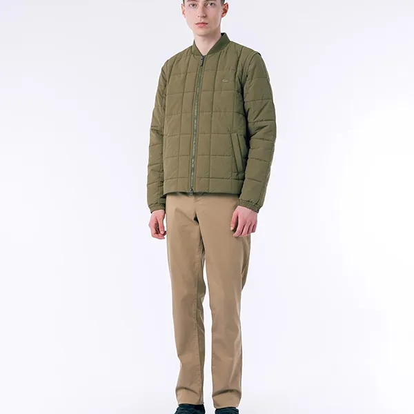 Áo Khoác Phao Nam Lacoste Jacket 2-Way Quilted Jacket Men's BH017-BMY Màu Xanh Olive Size 46