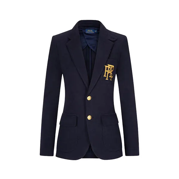 Áo Khoác Vest Nữ Ralph Lauren Navy Blue With Gold Embroidered Logo Blazer - 211857830001 Màu Xanh Navy Size 4