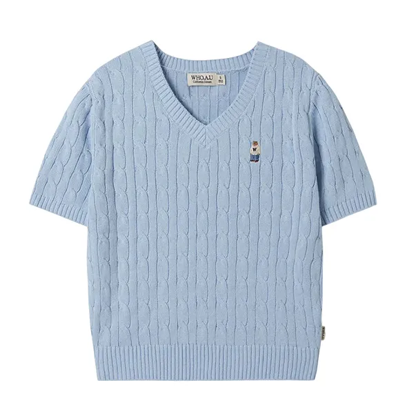 Áo Len Cộc Tay Nữ WHOAU Steve WHKAE2402F-BL Màu Xanh Blue