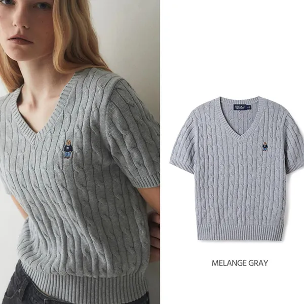 Áo Len Cộc Tay Nữ WHOAU Steve WHKAE2402F-GR Màu Xám