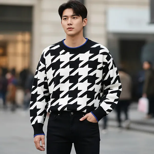 Áo Len Liu Jo Họa Tiết XF2AIJT030001065 Màu Đen Trắng Size S