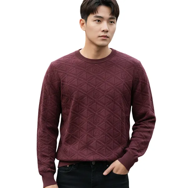 Áo Len Nam Dolce & Gabbana D&G Sweater Dệt Kim Sợi Lụa GXM52T JASY1 F0130 Màu Đỏ Size 48