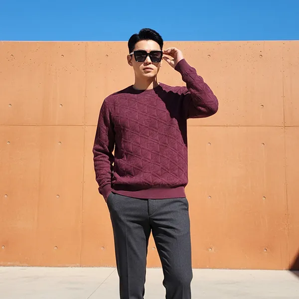 Áo Len Nam Dolce & Gabbana D&G Sweater Dệt Kim Sợi Lụa GXM52T JASY1 F0130 Màu Đỏ Size 48