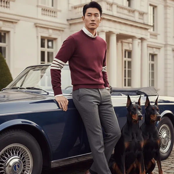 Áo Len Nam John Richmond UMA24101MA Wine Màu Đỏ Nâu Trầm Size XS