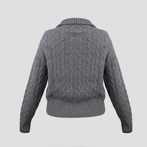 Áo Len Nữ Ralph Lauren Half-Zip Cable Knit Sweater In Grey - 211956675005 Màu Xám Size S
