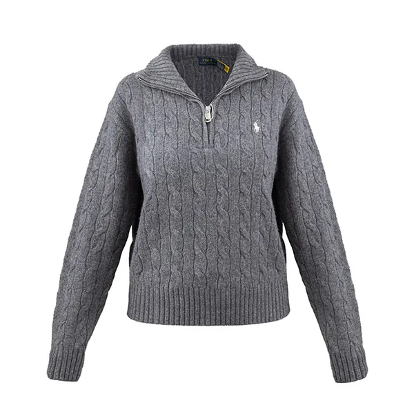 Áo Len Nữ Ralph Lauren Half-Zip Cable Knit Sweater In Grey - 211956675005 Màu Xám Size S
