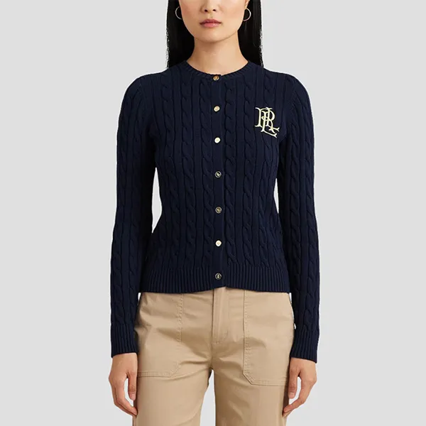 Áo Len Nữ Ralph Lauren Knit Cardigan Long-sleeve With Logo In Marine Blue - 200954917002 Màu Xanh Navy Size S