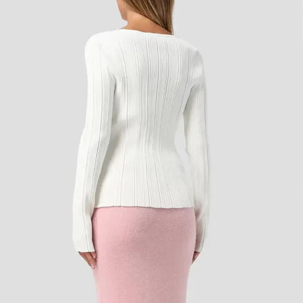 Áo Len Nữ Self Portrait White Embellished Knit Top With Crystals Embell AW24 180TA W Màu Trắng Size M