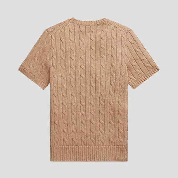 Áo Len Ralph Lauren Cable Knit Sweater Short Sleeve In Camel - 211910986024 Màu Nâu Size S
