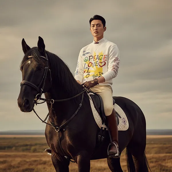 Áo Len Nam Ralph Lauren Peace Love Waffle Knit Crewneck White 710936377001 Màu Trắng Hoạ Tiết Size S