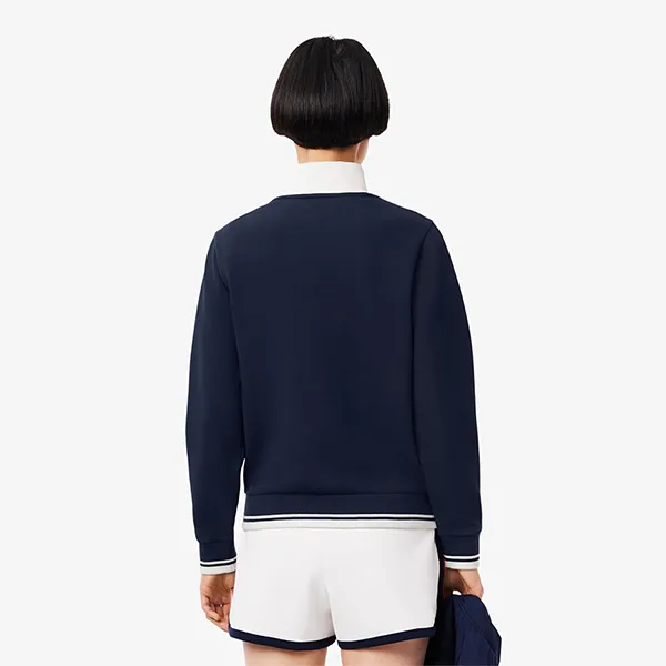 Áo Nỉ Nữ Lacoste Women's Tennis Heritage UV Protect Sweatshirt SF8634-51 HHW Màu Trắng - Xanh Size 34