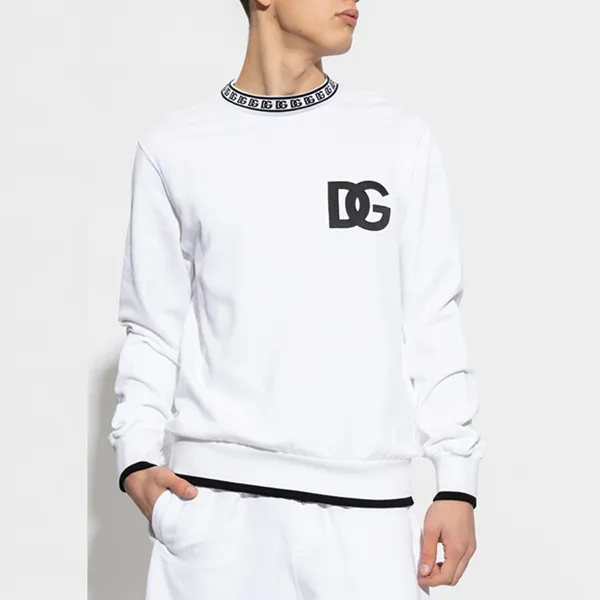 Áo Nỉ Sweater Nam Dolce & Gabbana D&G With Logo Sweatshirt G9ZK9Z FU7DU Màu Trắng Size 44