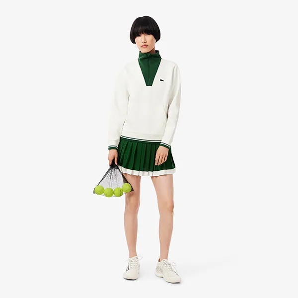Áo Nỉ Sweater Nữ Lacoste Women's Tennis Heritage UV Protect Sweatshirt SF8634-51 X0N Màu Trắng Size 34