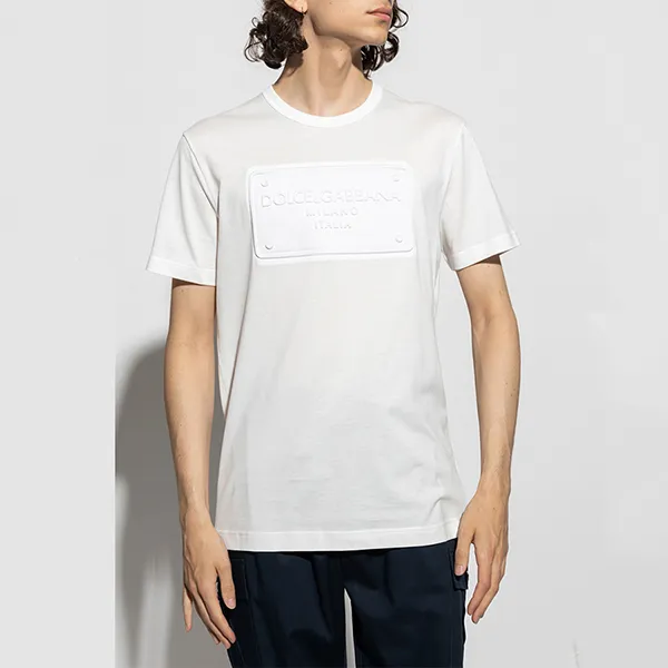 Áo Phông Nam Dolce & Gabbana D&G Logo T-Shirt G8KBAZ G7C7U W0111 Màu Trắng Size 48