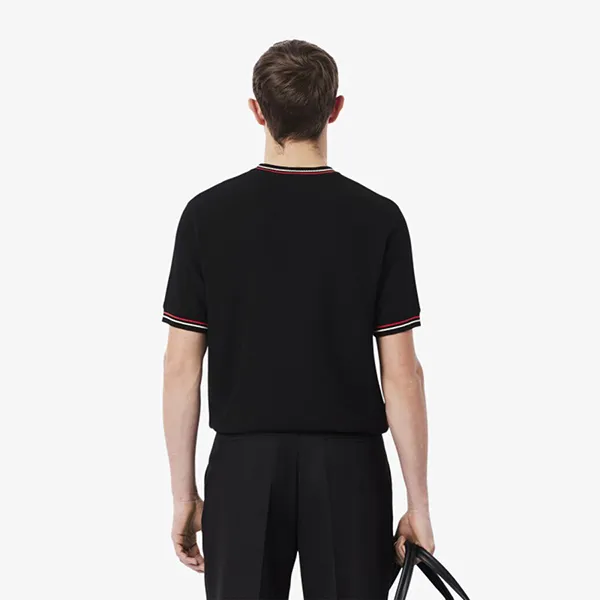 Áo Phông Nam Lacoste Slim Fit Stretch Mini Piqué Dress AH9301 DVI Màu Đen Size 2