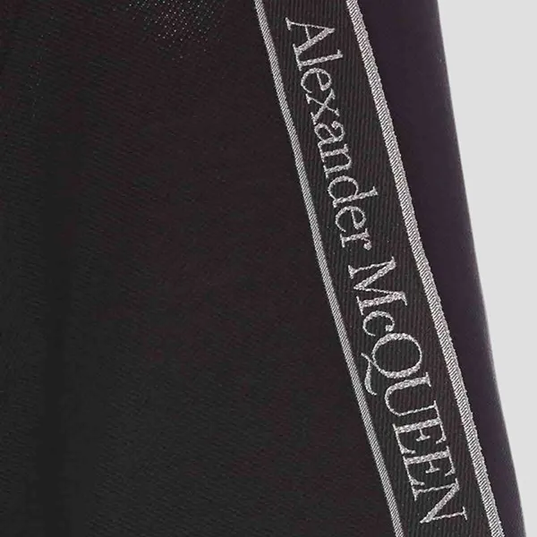 Áo Polo Nam Alexander McQueen Black Cotton Pique Branded Strap Shoulders 794696 QXAAO 0548 Màu Đen Size L