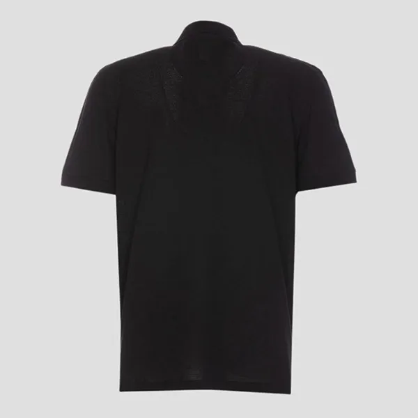 Áo Polo Nam Alexander McQueen Black Cotton Pique Branded Strap Shoulders 794696 QXAAO 0548 Màu Đen Size L