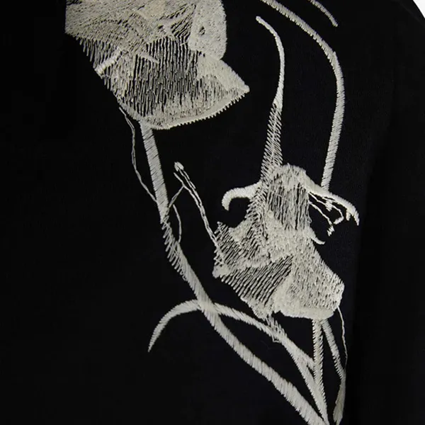 Áo Polo Nam Alexander McQueen Pressed Flower Harness Embroidered In Black 794720 QXAAJ 1000 Màu Đen Size L