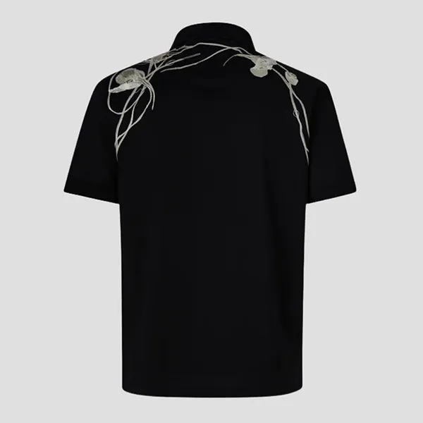 Áo Polo Nam Alexander McQueen Pressed Flower Harness Embroidered In Black 794720 QXAAJ 1000 Màu Đen Size L