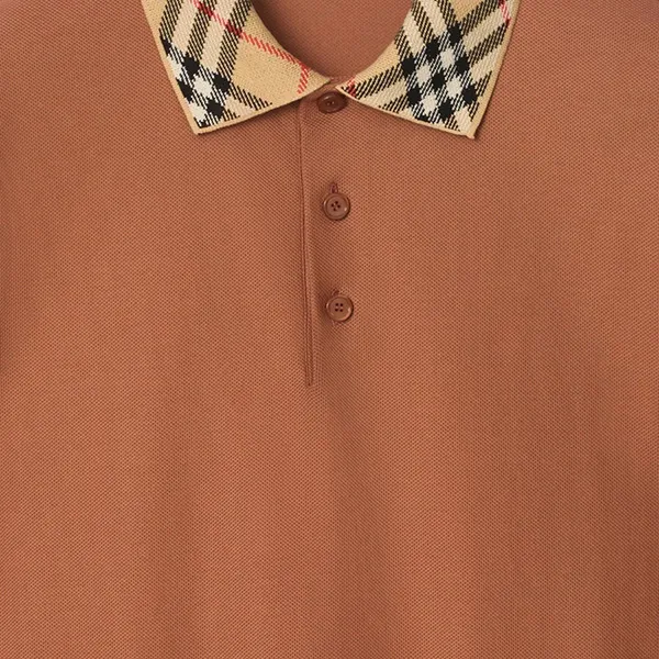 Áo Polo Nam Burberry Check Collar Cotton Inn Ginger Brown - 8118948 Màu Nâu Size S