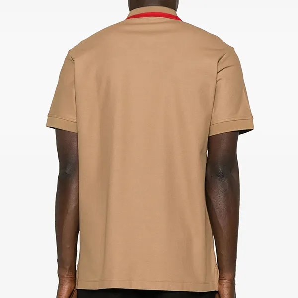 Áo Polo Nam Burberry Contrasting Collar Cotton Shirt Màu Nâu Camel Size S