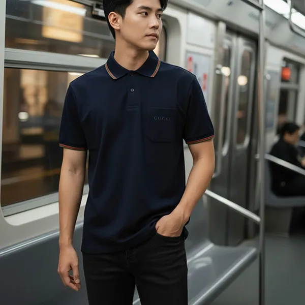Áo Polo Nam Gucci 795174 XJE0X 4794 Màu Xanh Navy Size M