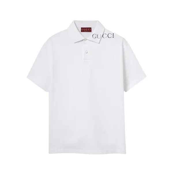 Áo Polo Nam Gucci Dropped Shoulder With Logo Print In White - 806255XJG149074 Màu Trắng Size S