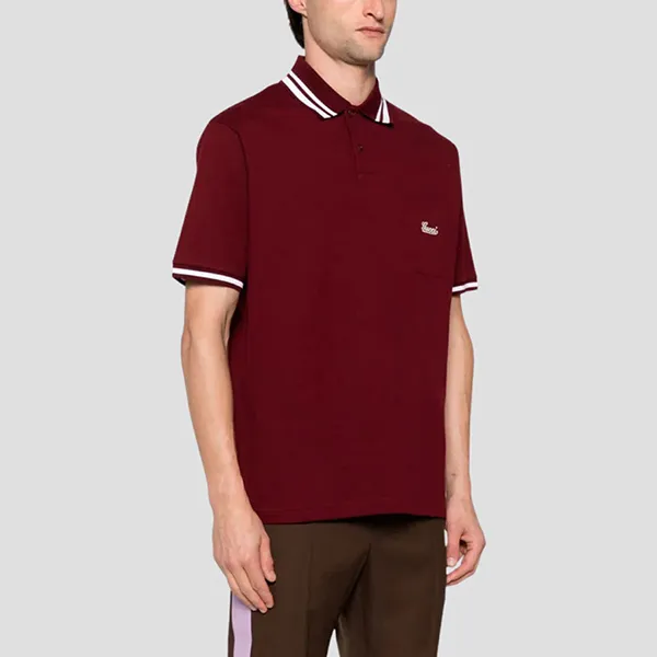Áo Polo Nam Gucci Piquet In Rosso Ancora Stretch Cotton Logo-embroidered - 784422 XJGP6 6318 Màu Đỏ Size XS