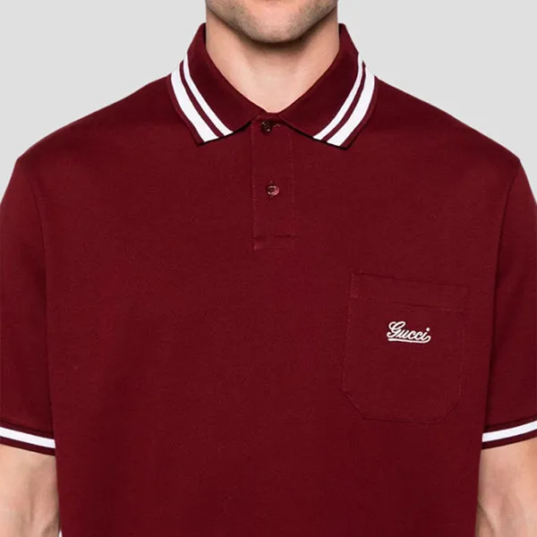 Áo Polo Nam Gucci Piquet In Rosso Ancora Stretch Cotton Logo-embroidered - 784422 XJGP6 6318 Màu Đỏ Size XS
