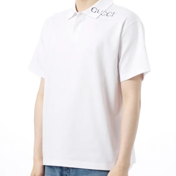 Áo Polo Nam Gucci Short Sleeved Pique Collar 806255 XJG14 9074 Màu Trắng Size XS