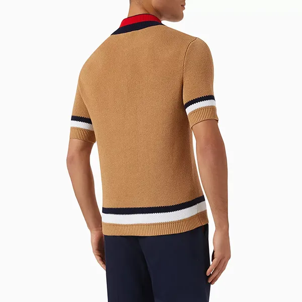 Áo Polo Nam Gucci With Gold-Toned Metal Buttons 787817 XKD21 2688 Màu Camel Size S